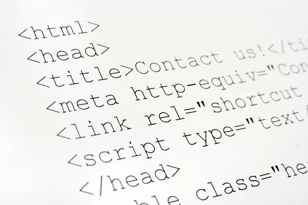 Codice HTML internet stampato — Foto Stock