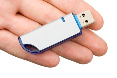 Flash drive in hand clipart