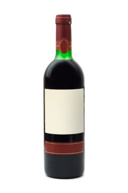 Bottle of wine with empty label clipart