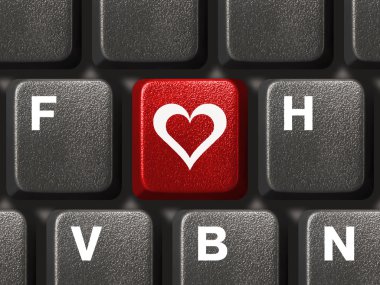 PC keyboard with love key clipart