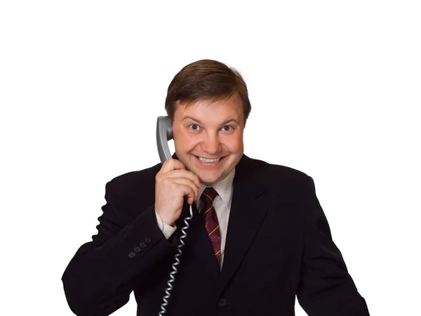 Ευτυχισμένος άνθρωπος με τηλέφωνο — Φωτογραφία Αρχείου