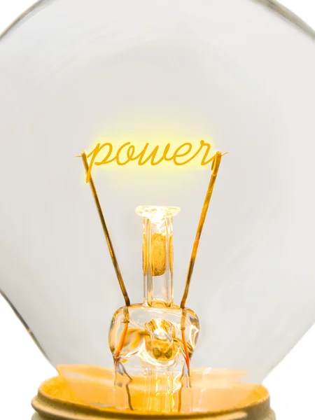 Poder da palavra na espiral da lâmpada — Fotografia de Stock
