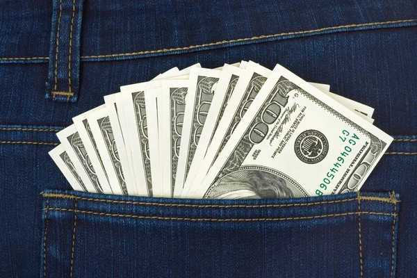 Money in jeans pocket — Stock Photo, Image