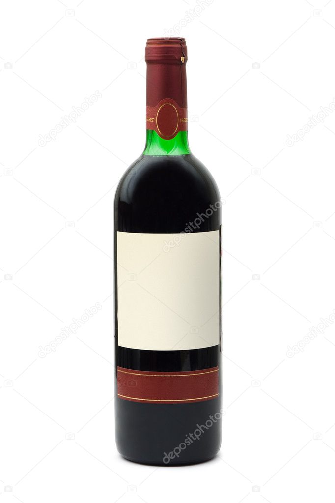Bottle of wine with empty label