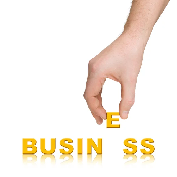 Kéz- és word-üzleti — Stock Fotó