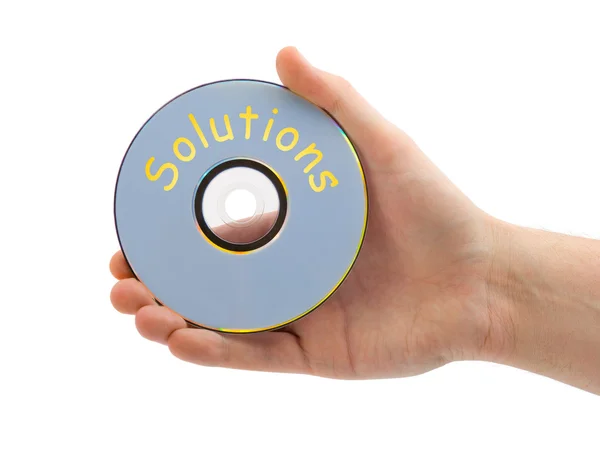 Mão com cd Solutions — Fotografia de Stock