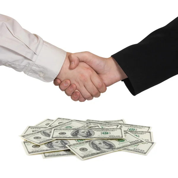 Handshake a peníze — Stock fotografie