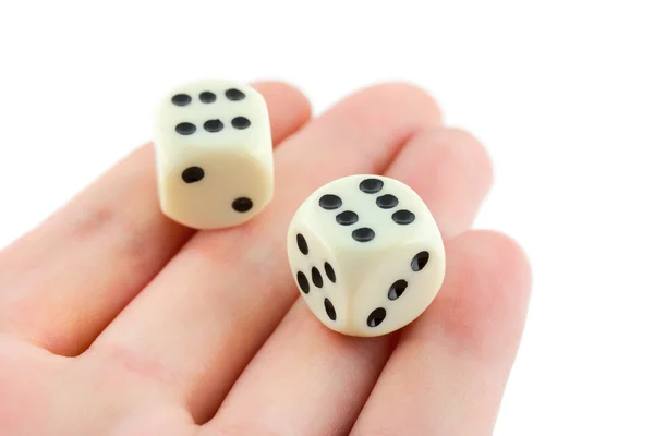 Two dices on hand — Stock Photo, Image