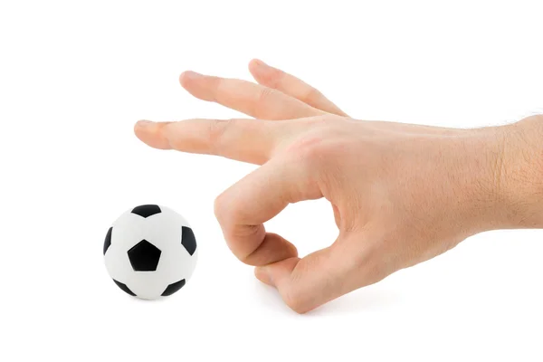 Hand och soccer ball — Stockfoto