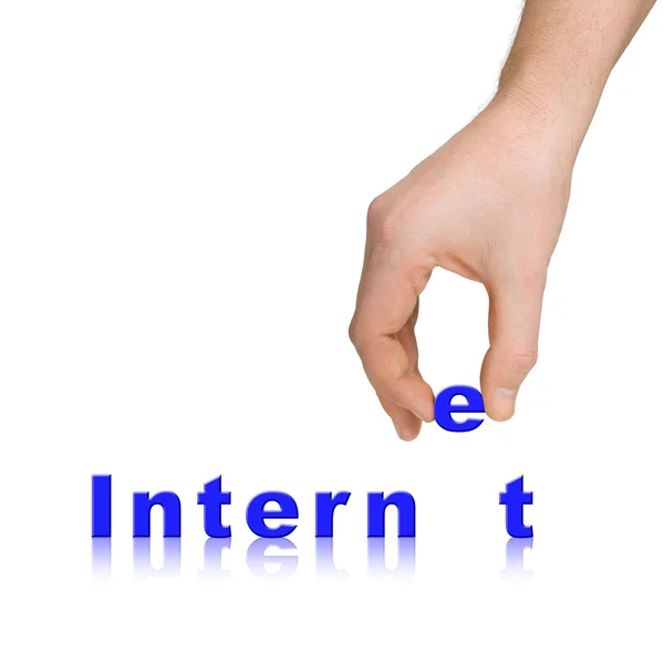 Kéz és internet szó — Stock Fotó