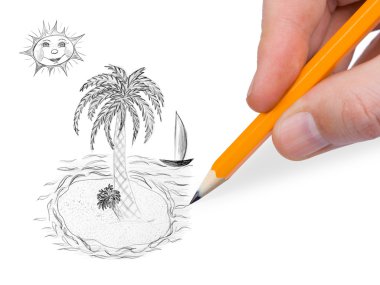 Hand drawing tropical island clipart