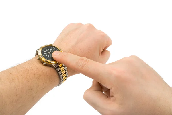 Hands and sport watch — Stock Photo, Image