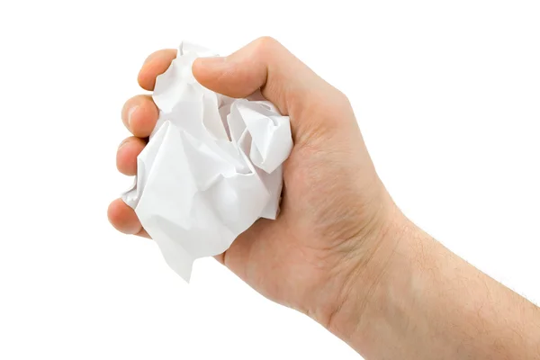 Hand and crumpled paper — Stock Photo, Image