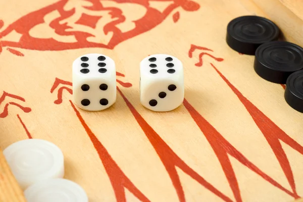 Macro of retro backgammon dices — Stock Photo, Image