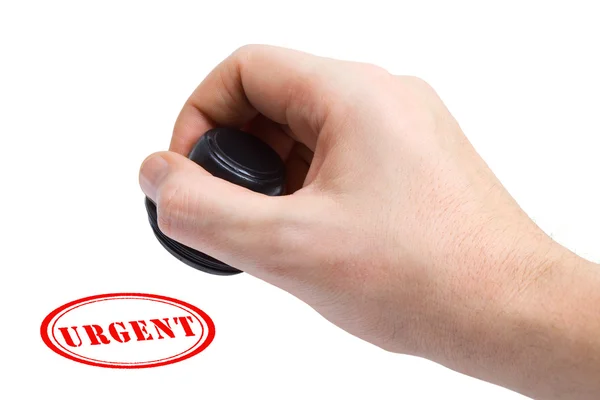 Hand and stamp Urgent — Stock Photo, Image