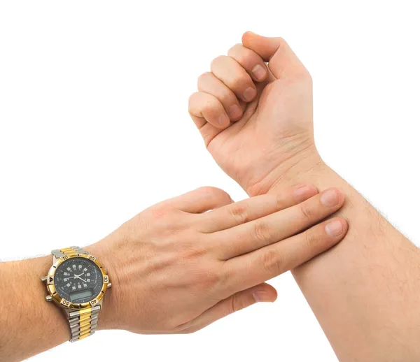 Hand taking pulse — Stock Photo, Image