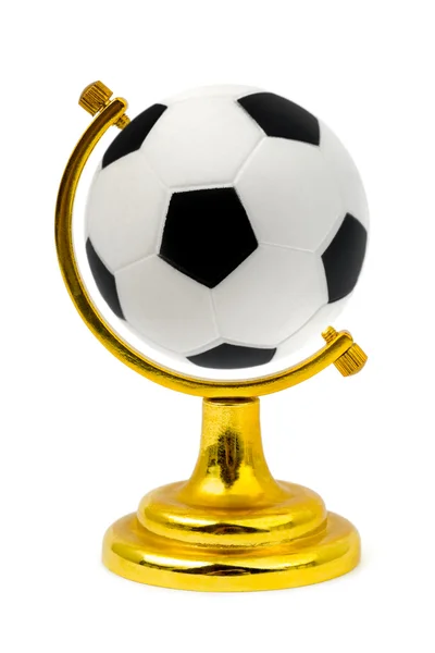 Bola de futebol como um globo — Fotografia de Stock