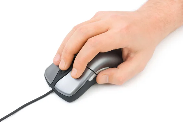 Hand and computer mouse — Stock Photo, Image