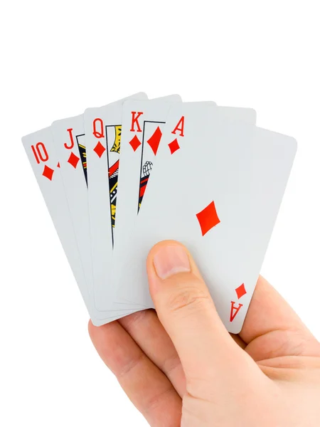 Hand and playing cards — Stock Photo, Image