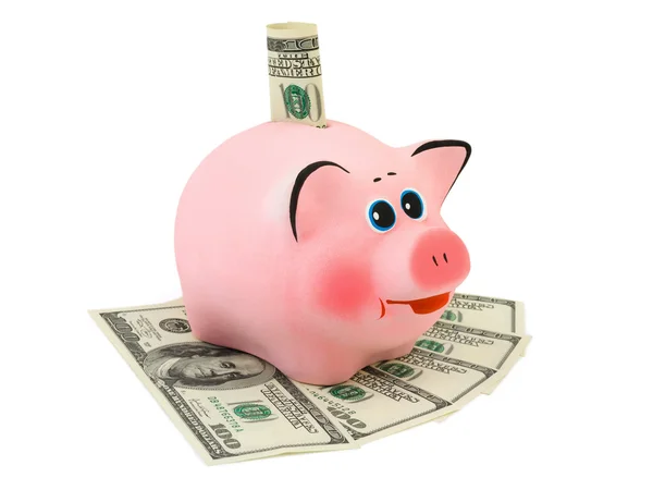 Piggy bank and money — Stock Photo, Image