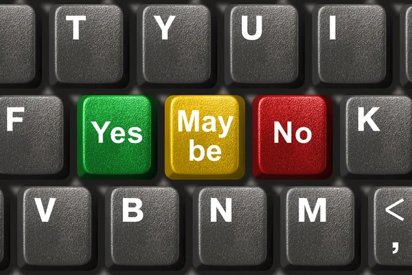 Computertastatur mit Ja, Nein und vielleicht Tasten — Stockfoto