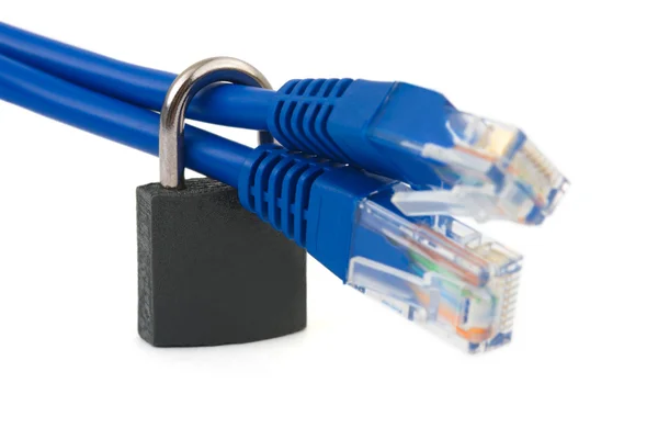 Enterne tel kablo ve kilit — Stok fotoğraf