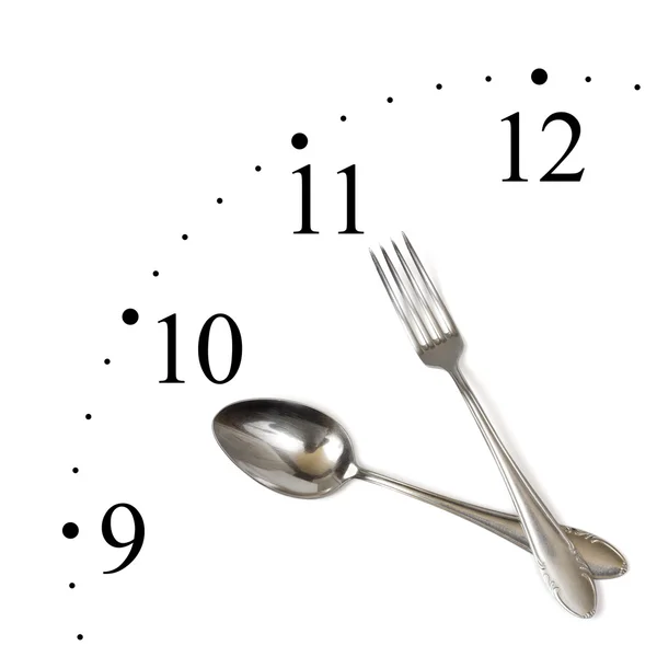 Horloge faite de cuillère et de fourchette — Photo