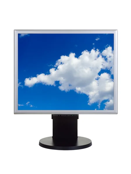 Sky on computer screen — Stock Photo, Image