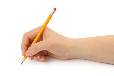 Pencil in woman hand clipart