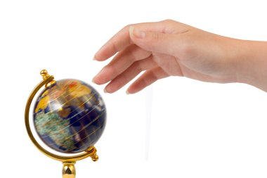 Hand and spinning globe clipart