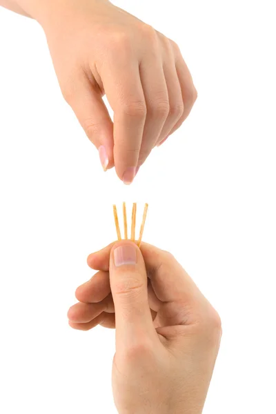 stock image Hand and matches - draw lots