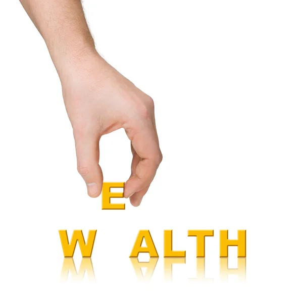 Hand and word Wealth — Stock Photo, Image