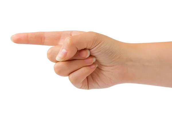 여 자가 가리키는 손 — 스톡 사진