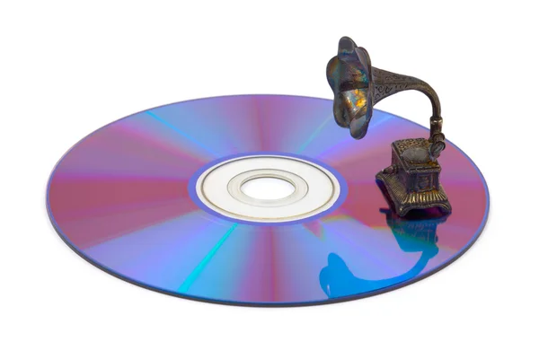Computer disk and gramophone — Stock Photo, Image