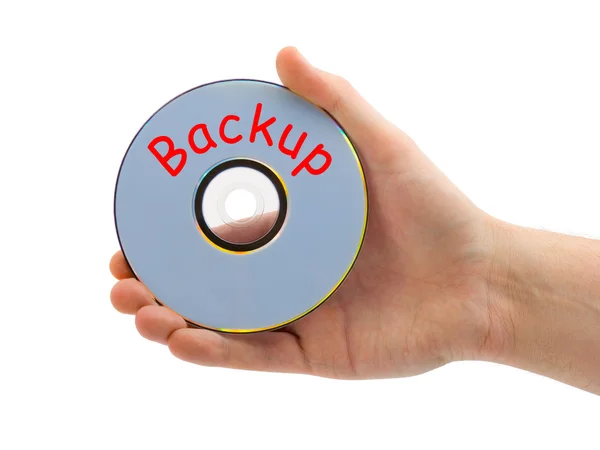 Hånd med cd Backup - Stock-foto