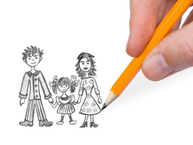 Hand drawing happy family clipart