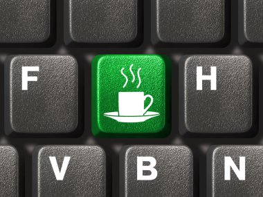 Computer keyboard with coffee key clipart