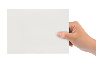 Paper card in woman hand clipart