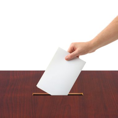 Hand with ballot and box clipart