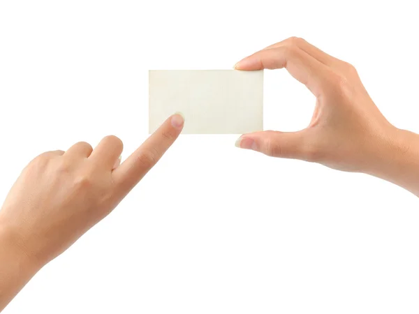 Papierkarte und Zeigefinger — Stockfoto