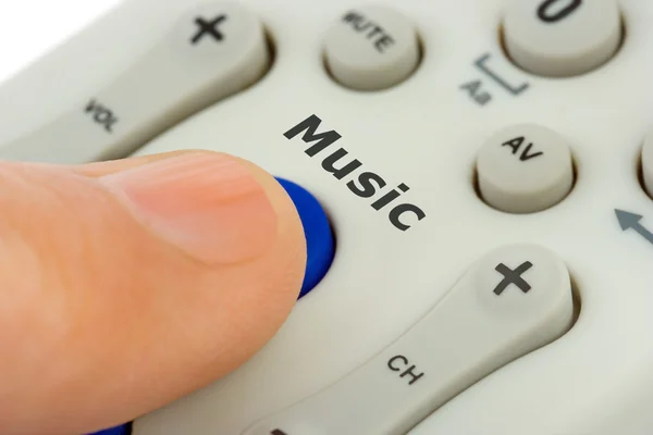 Hand pushing button Music — Stock Photo, Image