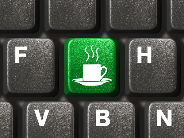 Toetsenbord van de computer met koffie sleutel — Stockfoto
