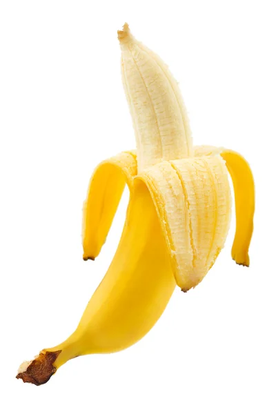 熟したバナナの皮をむいて — ストック写真