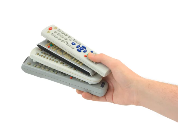 Remote controls in hand — Stock Photo, Image