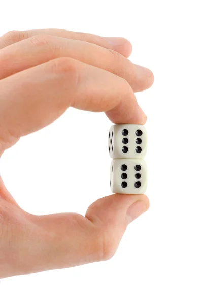 Two dices in hand — Stock Photo, Image
