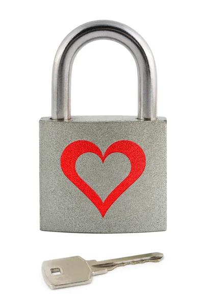 Cerradura con corazón y llave — Foto de Stock