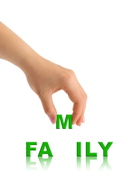 Hand und Wort Familie — Stockfoto