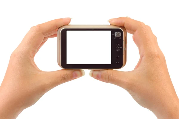 Photo camera in hands — Stock Photo, Image