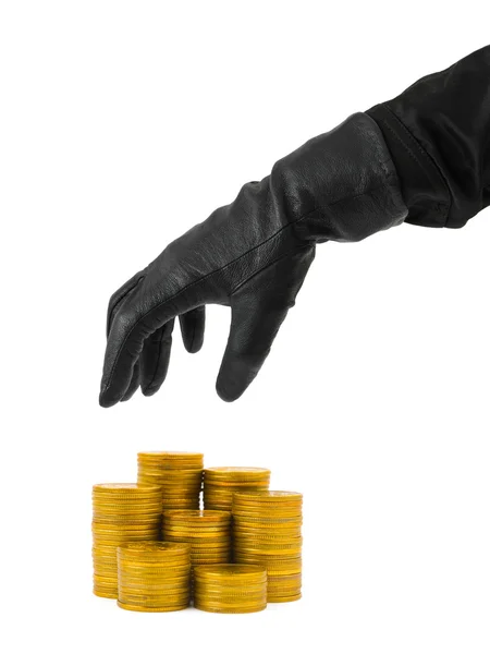 Рука в рукавичці і гроші — стокове фото