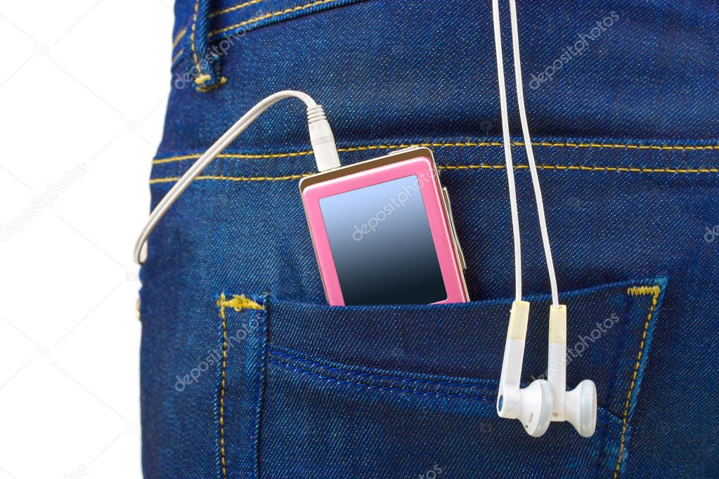 MP3 player in jeans pocket